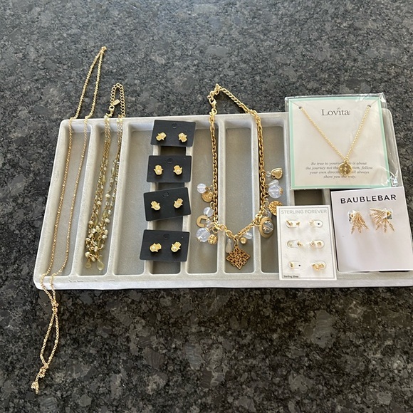 1928, Baublebar, Lovita + Jewelry - Jewelry bundle gold toned necklaces & earrings baubblebar, lovita & more BNWOT